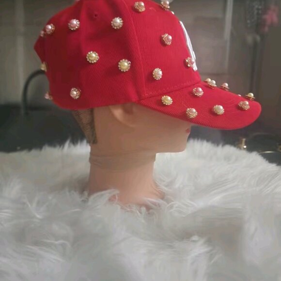 Red bling Adjustable hat